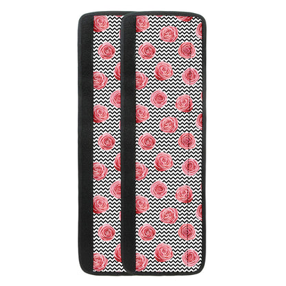 Pink Rose Zigzag Pattern Print Refrigerator Handle Covers