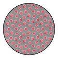 Pink Rose Zigzag Pattern Print Round Floor Mat