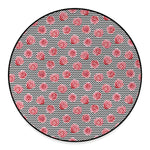 Pink Rose Zigzag Pattern Print Round Floor Mat