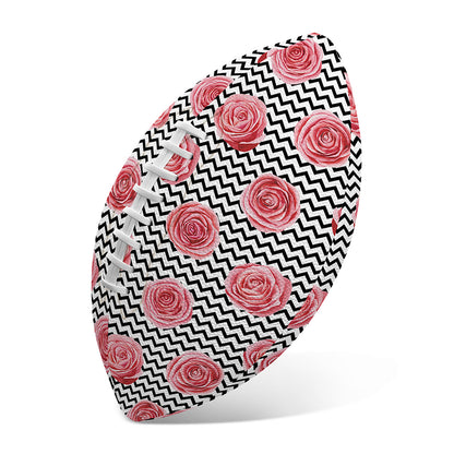 Pink Rose Zigzag Pattern Print Rugby Ball