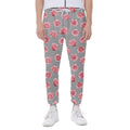 Pink Rose Zigzag Pattern Print Joggers