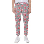 Pink Rose Zigzag Pattern Print Scuba Joggers