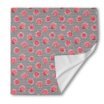 Pink Rose Zigzag Pattern Print Silk Bandana