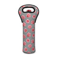 Pink Rose Zigzag Pattern Print Single Neoprene Wine Tote