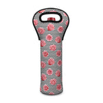 Pink Rose Zigzag Pattern Print Single Neoprene Wine Tote