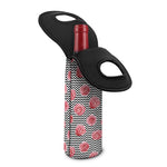 Pink Rose Zigzag Pattern Print Single Neoprene Wine Tote