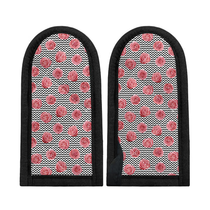 Pink Rose Zigzag Pattern Print Skillet Handle Cover