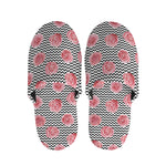 Pink Rose Zigzag Pattern Print Slippers
