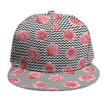 Pink Rose Zigzag Pattern Print Snapback Cap