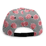Pink Rose Zigzag Pattern Print Snapback Cap
