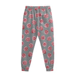Pink Rose Zigzag Pattern Print Sweatpants