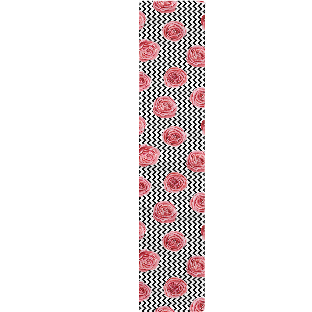 Pink Rose Zigzag Pattern Print Table Runner