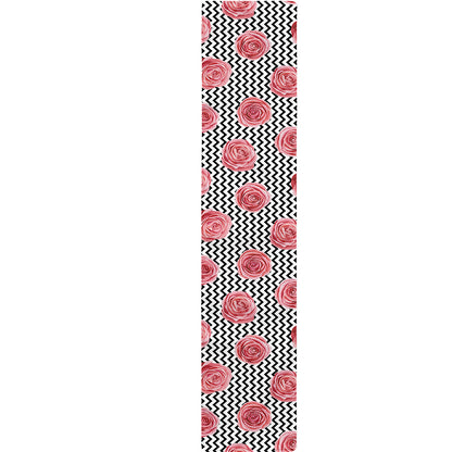 Pink Rose Zigzag Pattern Print Table Runner