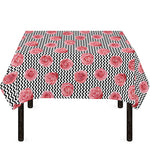 Pink Rose Zigzag Pattern Print Tablecloth