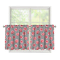 Pink Rose Zigzag Pattern Print Tier Curtains