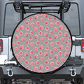 Pink Rose Zigzag Pattern Print Tire Cover