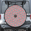 Pink Rose Zigzag Pattern Print Tire Cover With Camera Hole