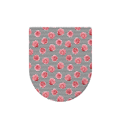 Pink Rose Zigzag Pattern Print Toilet Lid Cover