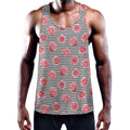 Pink Rose Zigzag Pattern Print Men's Workout Tank Top