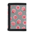 Pink Rose Zigzag Pattern Print Trifold Wallet