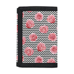 Pink Rose Zigzag Pattern Print Trifold Wallet