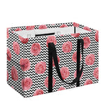 Pink Rose Zigzag Pattern Print Utility Tote Bag