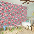 Pink Rose Zigzag Pattern Print Wall Sticker