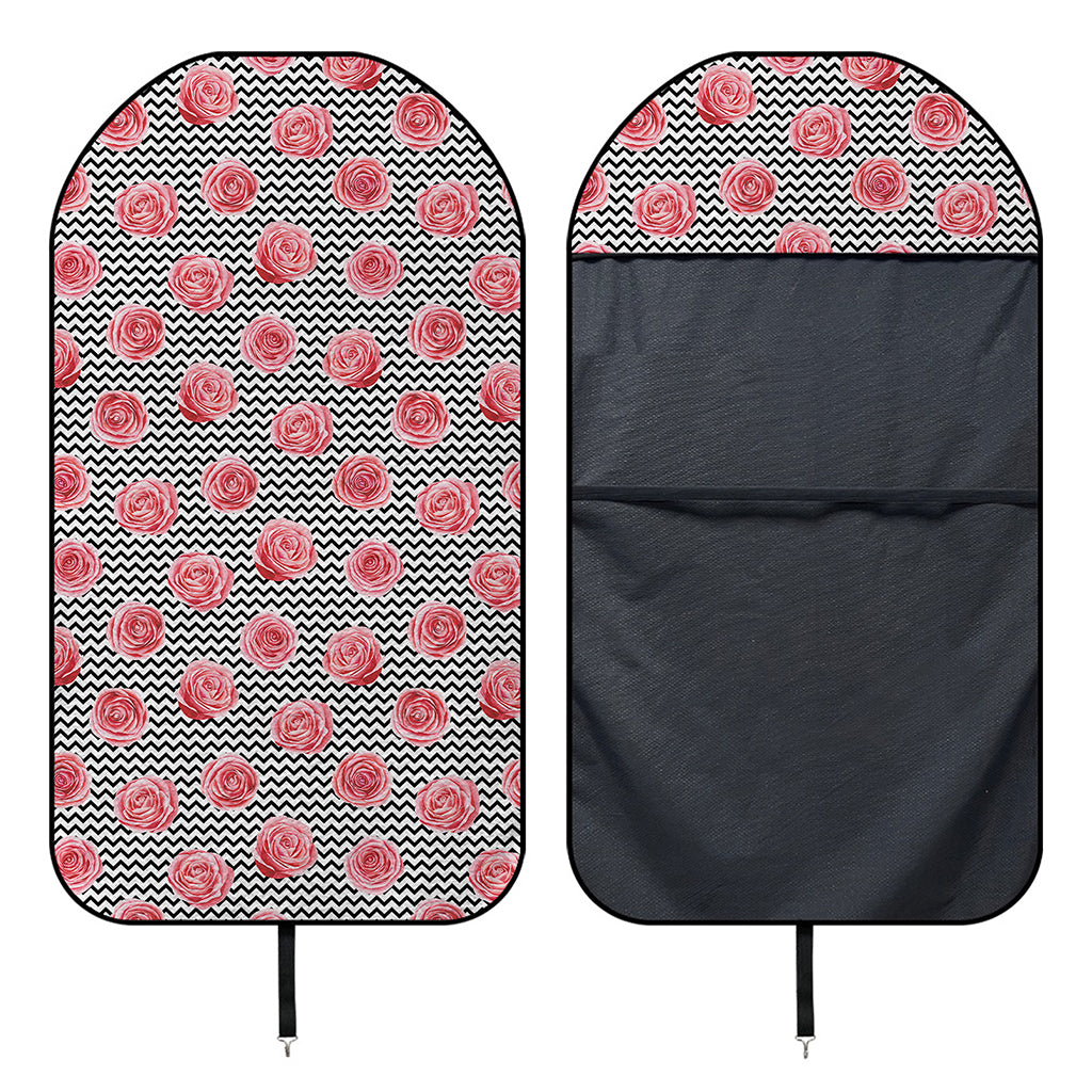 Pink Rose Zigzag Pattern Print Waterproof Car Seat Cover