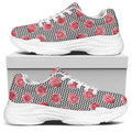 Pink Rose Zigzag Pattern Print White Chunky Shoes