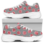 Pink Rose Zigzag Pattern Print White Chunky Shoes