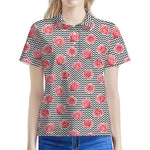 Pink Rose Zigzag Pattern Print Women's Polo Shirt