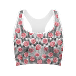 Pink Rose Zigzag Pattern Print Women's Sports Bra