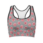 Pink Rose Zigzag Pattern Print Women's Sports Bra