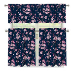 Pink Sakura Cherry Blossom Pattern Print 3 Piece Kitchen Curtains