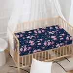 Pink Sakura Cherry Blossom Pattern Print Baby Crib Sheet