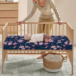 Pink Sakura Cherry Blossom Pattern Print Baby Crib Sheet