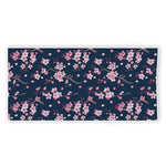 Pink Sakura Cherry Blossom Pattern Print Beach Towel