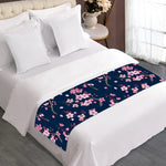 Pink Sakura Cherry Blossom Pattern Print Bed Runner