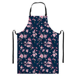 Pink Sakura Cherry Blossom Pattern Print Bib Apron With Pocket
