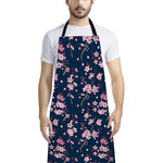 Pink Sakura Cherry Blossom Pattern Print Bib Apron With Pocket