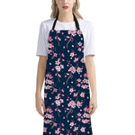 Pink Sakura Cherry Blossom Pattern Print Bib Apron With Pocket