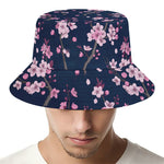 Pink Sakura Cherry Blossom Pattern Print Bucket Hat