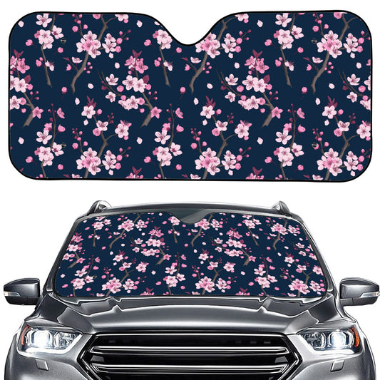 Pink Sakura Cherry Blossom Pattern Print Car Windshield Sun Shade