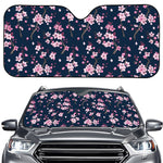 Pink Sakura Cherry Blossom Pattern Print Car Windshield Sun Shade