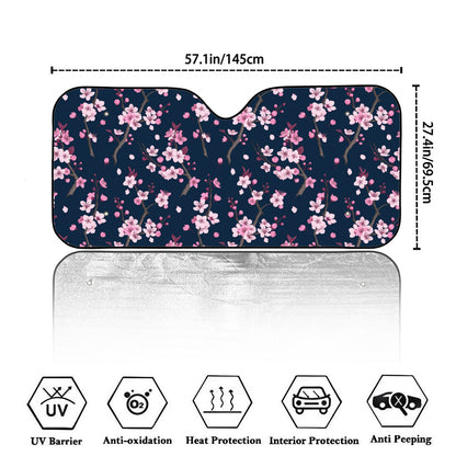 Pink Sakura Cherry Blossom Pattern Print Car Windshield Sun Shade