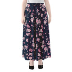 Pink Sakura Cherry Blossom Pattern Print Chiffon Maxi Skirt