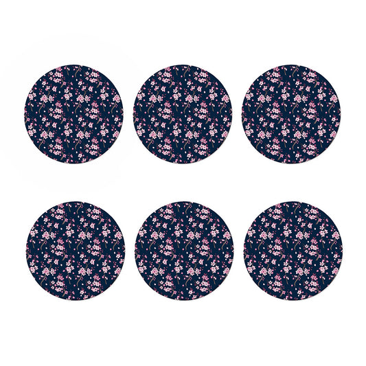 Pink Sakura Cherry Blossom Pattern Print Coaster Set