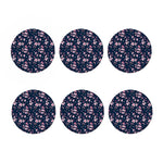 Pink Sakura Cherry Blossom Pattern Print Coaster Set