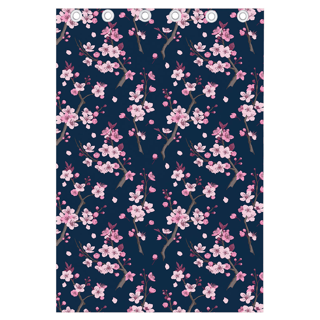 Pink Sakura Cherry Blossom Pattern Print Curtain