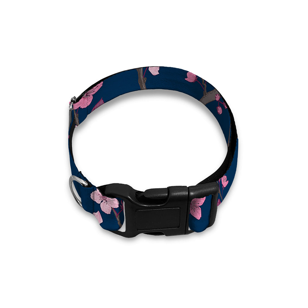 Pink Sakura Cherry Blossom Pattern Print Dog Collar